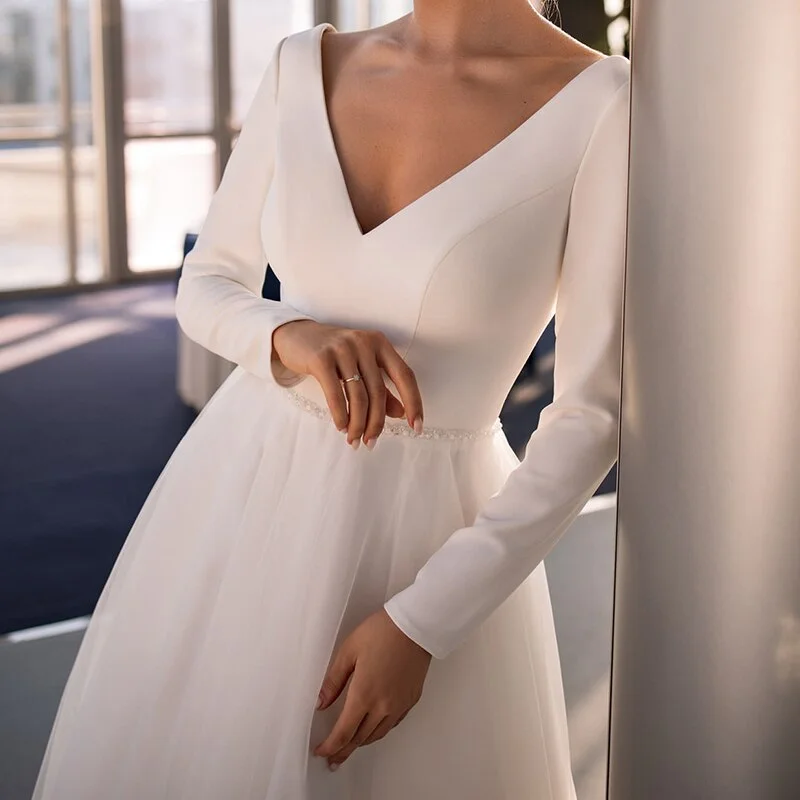 Maxi Dresses for Outdoor Garden WeddingsFashionSierra - Sexy Slim V Neck White Long Sleeves Evening Party Dresses Maxi Dresses for Outdoor Garden WeddingsFashionSierra - Sexy Slim V Neck White Long Sleeves Evening Party Dresses