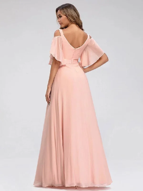 Maxi Dresses for Music Festivals with a Bohemian FlairFashionSierra - Ever Pretty LongCold Shoulder Chiffon Prom Dresses
