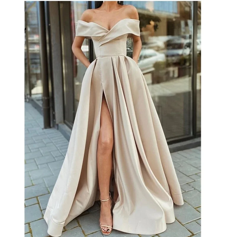 Maxi Dresses for Spring Outings in the CountrysideFashionSierra - Off the Shoulder Emerald Green Satin Long Prom Dresses Maxi Dresses for Spring Outings in the CountrysideFashionSierra - Off the Shoulder Emerald Green Satin Long Prom Dresses