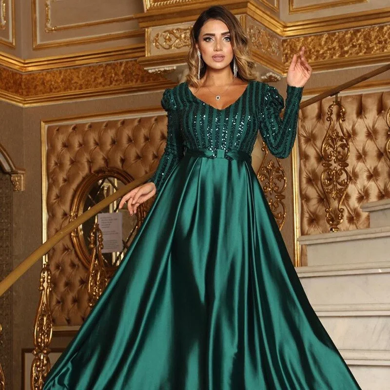 Maxi Dresses Paired with Crop Tops for a Trendy LookFashionSierra - V-neck Long Sleeves Floor Length Satin Sequin Prom Dresses Maxi Dresses Paired with Crop Tops for a Trendy LookFashionSierra - V-neck Long Sleeves Floor Length Satin Sequin Prom Dresses