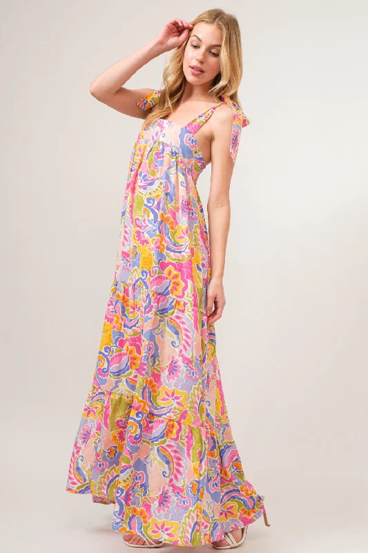 Breathable Chiffon Maxi Dresses for Hot DaysAnd The Why Full Size Printed Tie Shoulder Tiered Maxi Dress Breathable Chiffon Maxi Dresses for Hot DaysAnd The Why Full Size Printed Tie Shoulder Tiered Maxi Dress