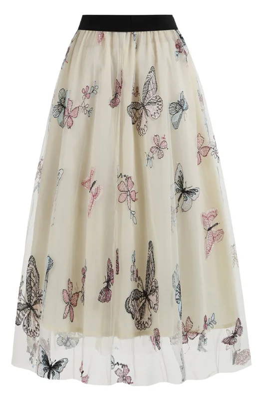 Dresses with Embroidered Stars and Sequined Dots for Ladies' Celestial and Playful LookApricot High Waist Print Chiffon Floral Loose Midi A Line Skirt Dresses with Embroidered Stars and Sequined Dots for Ladies' Celestial and Playful LookApricot High Waist Print Chiffon Floral Loose Midi A Line Skirt
