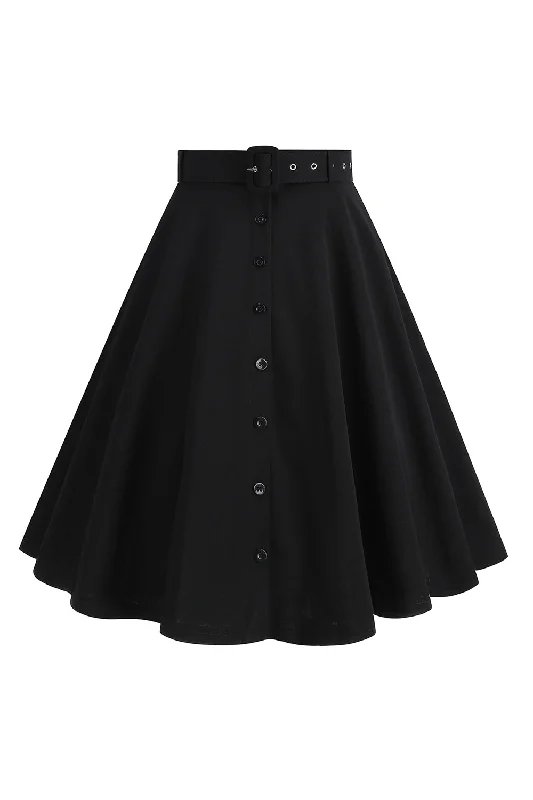 Dresses with Beaded Floral Wreath on the Bodice for Ladies' Delicate and Festive LookBlack Button Front A Line Casual Midi Skirt Dresses with Beaded Floral Wreath on the Bodice for Ladies' Delicate and Festive LookBlack Button Front A Line Casual Midi Skirt