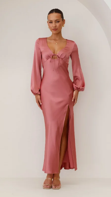 Preppy - Style Pleated Maxi Dresses for School EventsBrigitte Maxi Dress - Baked Rose Preppy - Style Pleated Maxi Dresses for School EventsBrigitte Maxi Dress - Baked Rose