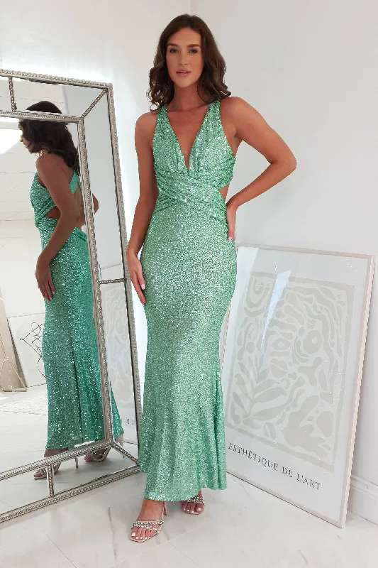 Vintage - Style Corduroy Maxi Dresses for AutumnCaprice Sequin Maxi Gown | Mint Green Vintage - Style Corduroy Maxi Dresses for AutumnCaprice Sequin Maxi Gown | Mint Green