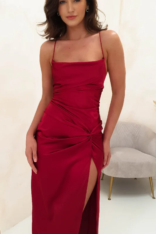 Maxi Dresses with Cinched Waists to Show Off FiguresCheyanne Satin Maxi Dress | Dark Red Maxi Dresses with Cinched Waists to Show Off FiguresCheyanne Satin Maxi Dress | Dark Red
