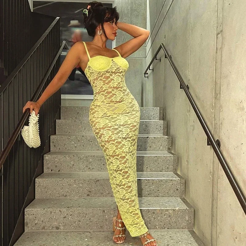 Maxi Dresses with Geometric Patterns for a Modern TwistSummer Lace See-Through Sleeveless Cami Backless Party Elegant Clubwear Maxi Dress Maxi Dresses with Geometric Patterns for a Modern TwistSummer Lace See-Through Sleeveless Cami Backless Party Elegant Clubwear Maxi Dress