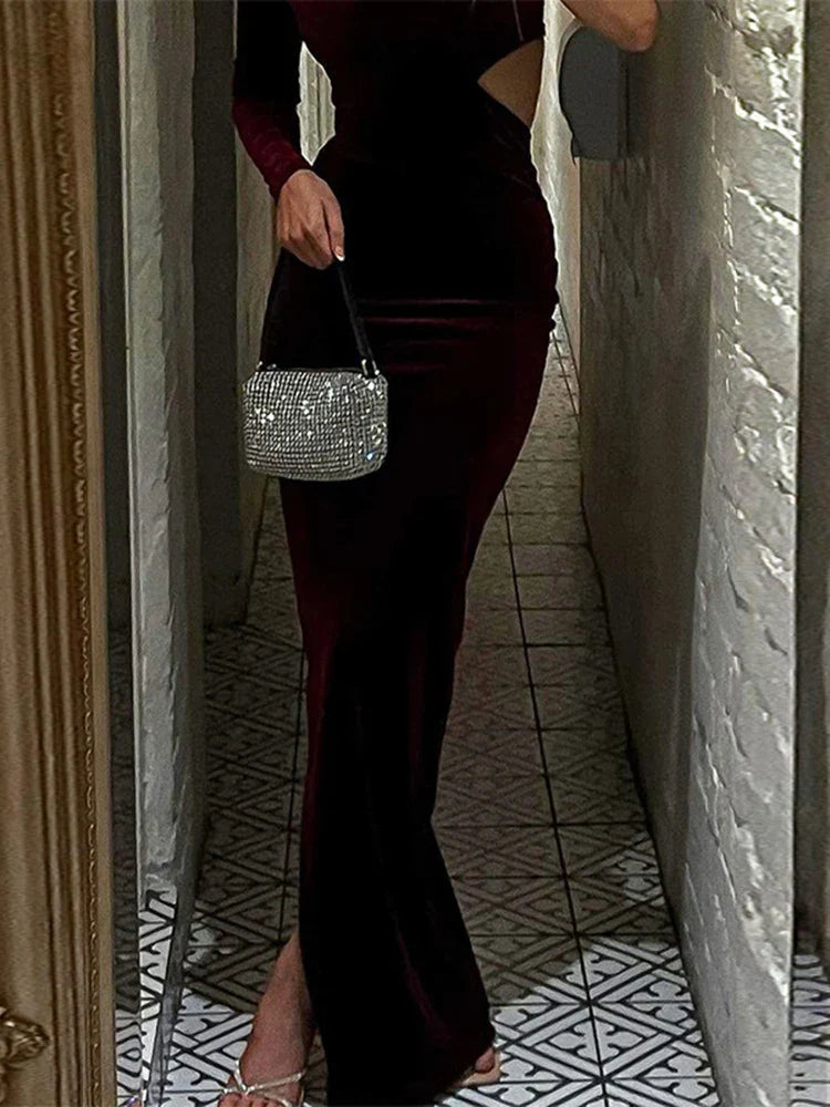 Off - the - Shoulder Maxi Dresses for Evening PartiesLong Sleeve One Shoulder Velvet Cut Out Side Slit Party Elegant Evening 2024 Maxi Dress Women Off - the - Shoulder Maxi Dresses for Evening PartiesLong Sleeve One Shoulder Velvet Cut Out Side Slit Party Elegant Evening 2024 Maxi Dress Women