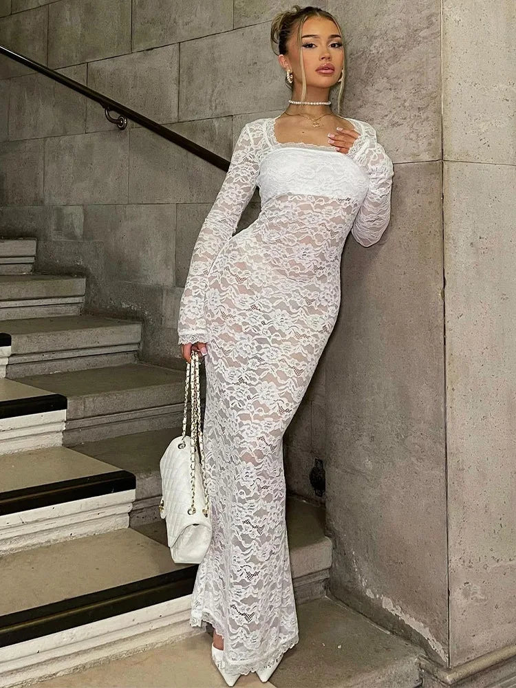 Maxi Dresses with Back Cut - Outs for a Sexy and Alluring LookSleeve See Through Black Sheer Midi Party Club Streetwear Y2K Maxi Dress Women Maxi Dresses with Back Cut - Outs for a Sexy and Alluring LookSleeve See Through Black Sheer Midi Party Club Streetwear Y2K Maxi Dress Women