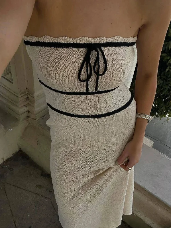 Mermaid - Hem Maxi Dresses for a Glamorous LookStrapless Sleeveless Backless Slim Y2K Chic Elegant Knitted Summer Fashion Party Dresses Maxi Dress Mermaid - Hem Maxi Dresses for a Glamorous LookStrapless Sleeveless Backless Slim Y2K Chic Elegant Knitted Summer Fashion Party Dresses Maxi Dress