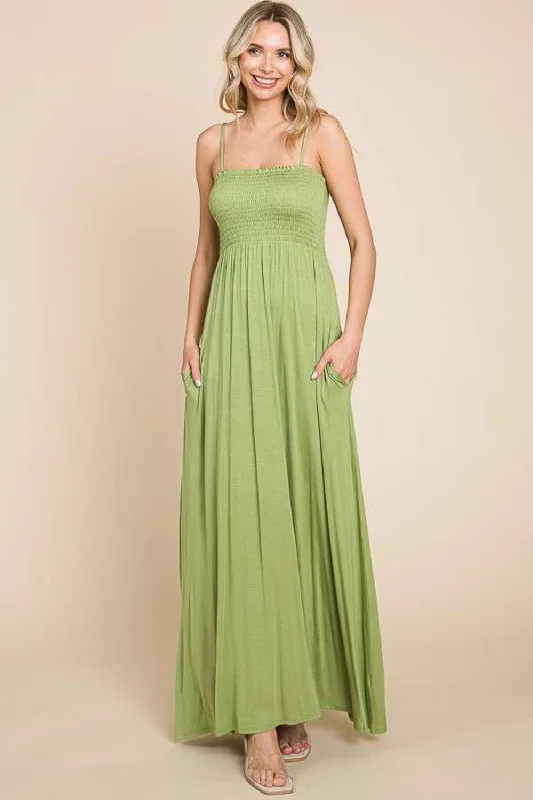 Short - Sleeved Maxi Dresses for Summer EveningsCulture Code Full Size Smocked Cami Maxi Dress with Pockets Short - Sleeved Maxi Dresses for Summer EveningsCulture Code Full Size Smocked Cami Maxi Dress with Pockets