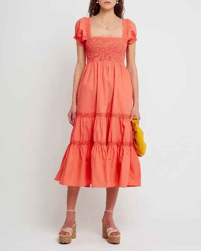 Fluffy Fleece Maxi Dresses for Warmth in WinterSquare Neck Smocked Maxi Dress
