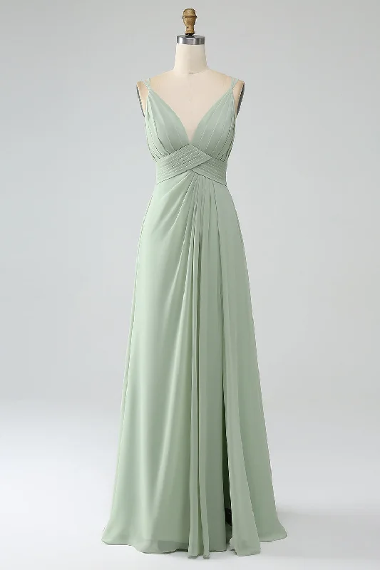 Dresses with Embroidered Stars and Sequined Dots for Ladies' Celestial and Playful LookDusty Sage A-Line Spaghetti Straps Pleated Chiffon Long Bridesmaid Dress Dresses with Embroidered Stars and Sequined Dots for Ladies' Celestial and Playful LookDusty Sage A-Line Spaghetti Straps Pleated Chiffon Long Bridesmaid Dress