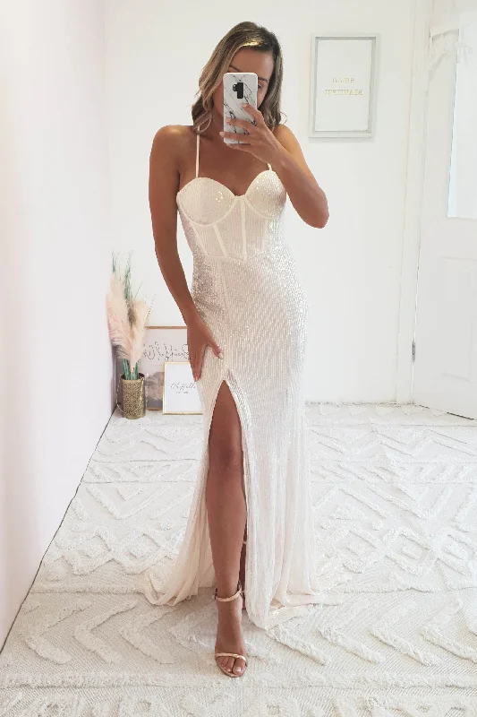 Maxi Dresses with Side Slits for Easy MovementElmiya Seqiun Gown | Blush | Iridescent Maxi Dresses with Side Slits for Easy MovementElmiya Seqiun Gown | Blush | Iridescent