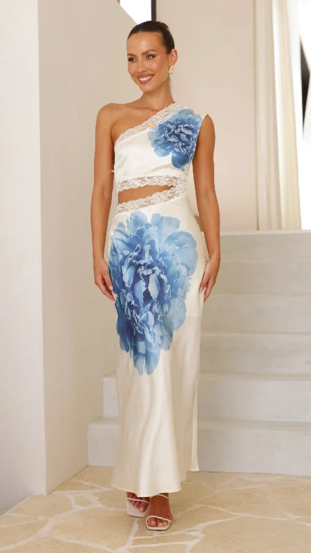 Energetic Orange Maxi Dresses for a Vivid LookEmily One Shoulder Maxi Dress - Ivory / Blue Energetic Orange Maxi Dresses for a Vivid LookEmily One Shoulder Maxi Dress - Ivory / Blue