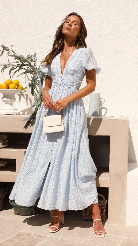 Fluffy Fleece Maxi Dresses for Warmth in WinterFaiz Maxi Dress - Light Blue