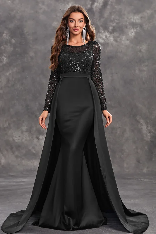 Dresses with Sequined Fringe for Ladies' Dazzling and Playful LookGlitter Black A Line Round Neck Prom Dress with Sequins Dresses with Sequined Fringe for Ladies' Dazzling and Playful LookGlitter Black A Line Round Neck Prom Dress with Sequins