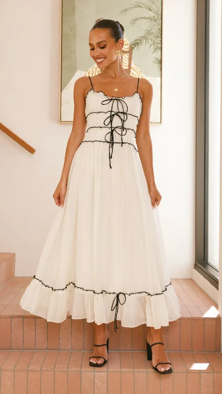 Maxi Dresses with Ethnic Embroidery for Cultural EventsHalo Maxi Dress - White / Black Maxi Dresses with Ethnic Embroidery for Cultural EventsHalo Maxi Dress - White / Black