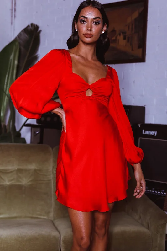 Dresses with Lace Insertions on the Skirt and Beaded Waistband for Ladies' Feminine and Glamorous LookJonah Lace-Up Back Mini Dress Red Dresses with Lace Insertions on the Skirt and Beaded Waistband for Ladies' Feminine and Glamorous LookJonah Lace-Up Back Mini Dress Red