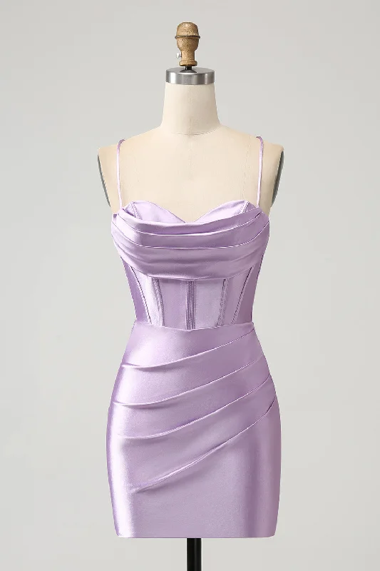 Organza Dresses with Sparkly Appliques for Ladies' Fairy Tale LookLilac Bodycon Spaghetti Straps Corset Satin Short Homecoming Dress Organza Dresses with Sparkly Appliques for Ladies' Fairy Tale LookLilac Bodycon Spaghetti Straps Corset Satin Short Homecoming Dress