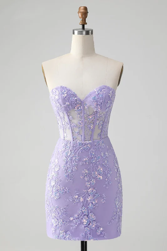 Sheath Style Rayon Dresses for Ladies' Office CasualLilac Corset Sequins Sweetheart Short Embroidery Homecoming Dress with Lace-up Back Sheath Style Rayon Dresses for Ladies' Office CasualLilac Corset Sequins Sweetheart Short Embroidery Homecoming Dress with Lace-up Back