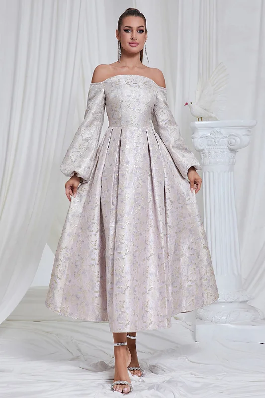 Dresses with Rhinestone Embellishments for Ladies' Luxurious LookLilac Pleated Off the Shoulder A Line Long Prom Dress with Long Sleeves Dresses with Rhinestone Embellishments for Ladies' Luxurious LookLilac Pleated Off the Shoulder A Line Long Prom Dress with Long Sleeves