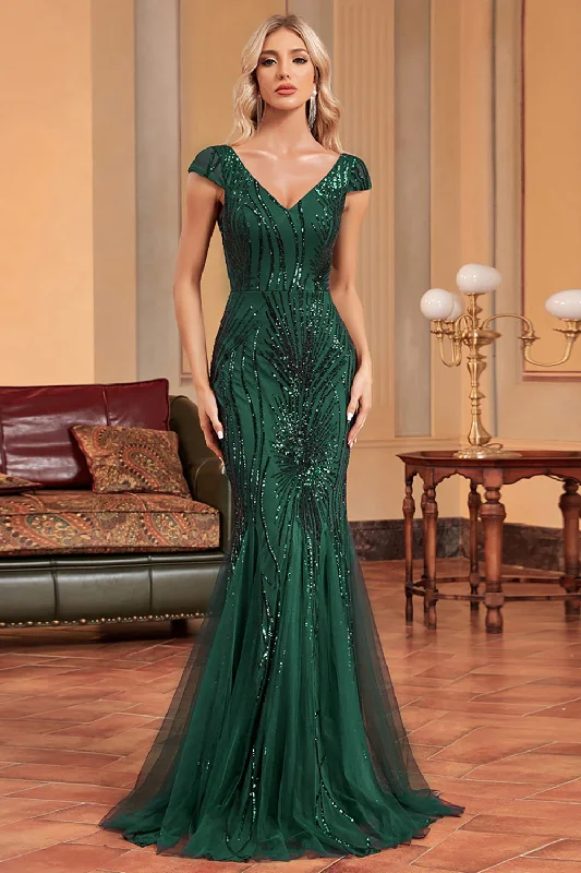Halter Neck Sleeveless Dresses for Ladies' Outdoor ActivitiesMermaid Dark Green Long Prom Dress Halter Neck Sleeveless Dresses for Ladies' Outdoor ActivitiesMermaid Dark Green Long Prom Dress