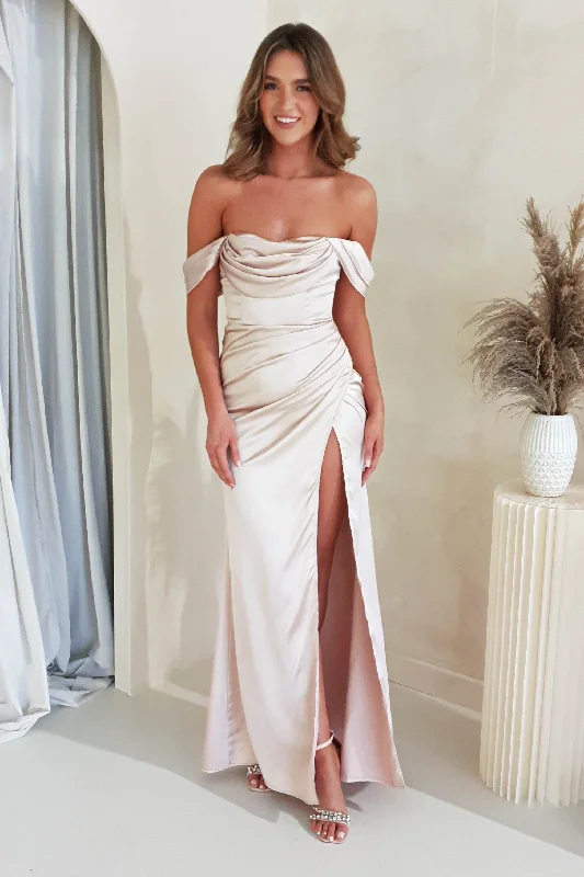 Maxi Dresses for Baby ShowersMonica Off The Shoulder Gown | Champagne