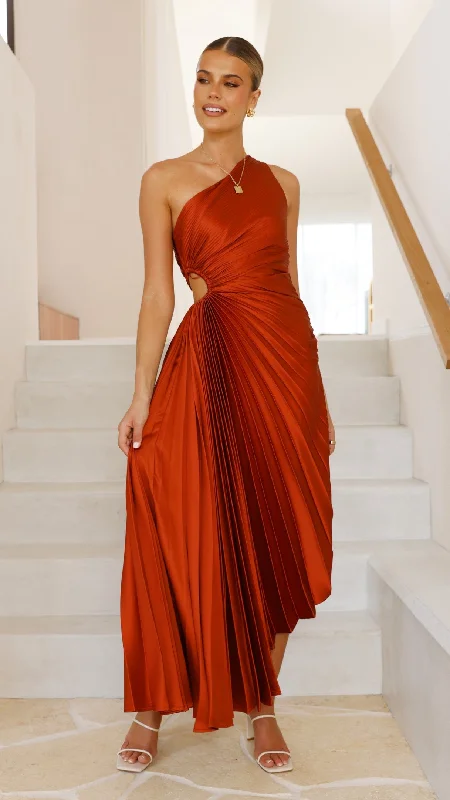 Maxi Dresses for College Graduation PhotoshootsOlivia Maxi Dress - Rust