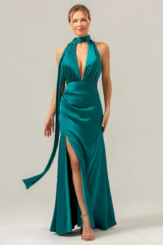 Dresses with Pleated Tulle Skirt and Sequined Geometric Shapes and Lace Overlay for Ladies' Princess and Feminine LookPeacock Sheath V-Neck Backless Long Bridesmaid Dress with Slit Dresses with Pleated Tulle Skirt and Sequined Geometric Shapes and Lace Overlay for Ladies' Princess and Feminine LookPeacock Sheath V-Neck Backless Long Bridesmaid Dress with Slit