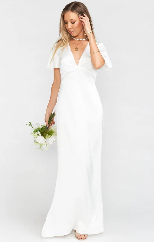 Maxi Dresses for Bridal ShowersRome Twist Gown ~ Ivory Luxe Satin