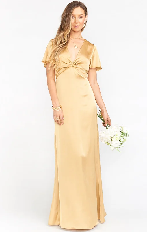 Pure White Maxi Dresses for a Timeless and Elegant LookRome Twist Gown ~ True Gold Luxe Satin Pure White Maxi Dresses for a Timeless and Elegant LookRome Twist Gown ~ True Gold Luxe Satin