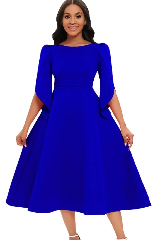 Dresses with Embroidered Birds and Sequined Floral Motifs and Satin and Lace Combo for Ladies' Nature Inspired and Romantic LookFashion Elegant Royal Blue A Line Solid Swing Dress with Half Sleeves Dresses with Embroidered Birds and Sequined Floral Motifs and Satin and Lace Combo for Ladies' Nature Inspired and Romantic LookFashion Elegant Royal Blue A Line Solid Swing Dress with Half Sleeves