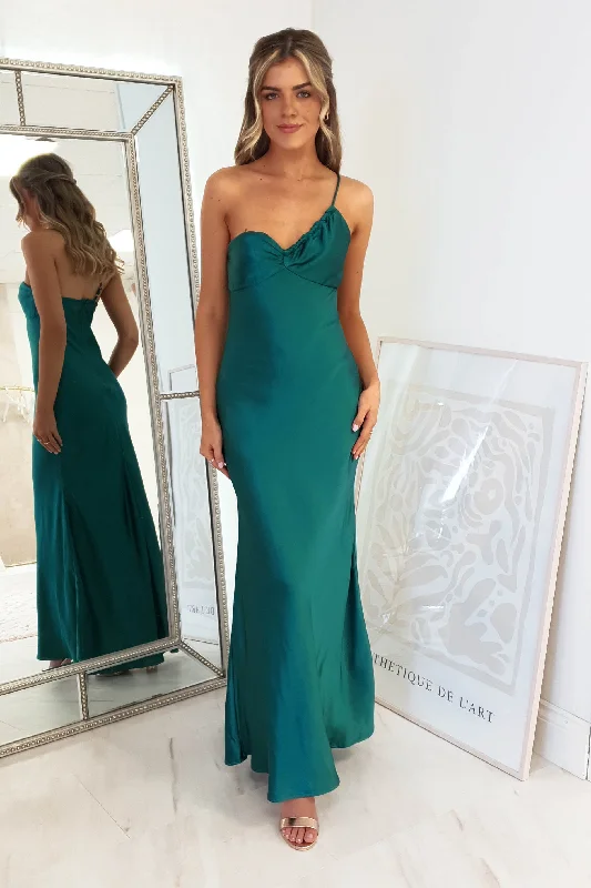 Long - Sleeved Maxi Dresses for Autumn and WinterSelena Soft Satin Maxi Dress | Forest Green Long - Sleeved Maxi Dresses for Autumn and WinterSelena Soft Satin Maxi Dress | Forest Green