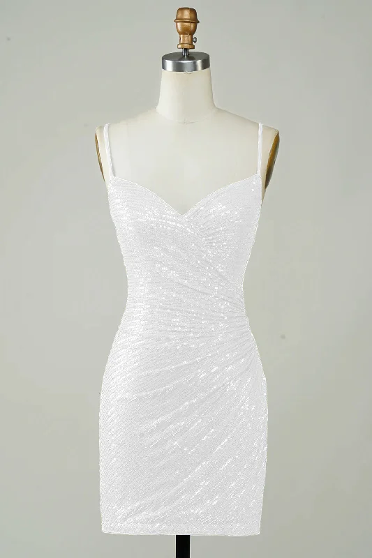 Ombre Dresses with Gradient Colors for Ladies' Stunning Visual AppealSequins Bodycon Cute White Short Graduation Dress Ombre Dresses with Gradient Colors for Ladies' Stunning Visual AppealSequins Bodycon Cute White Short Graduation Dress