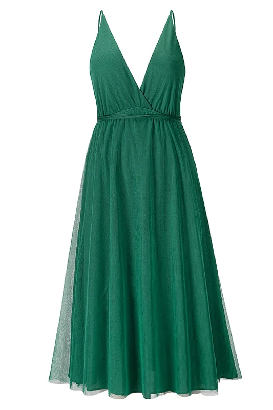 Dresses with Sequined Bodice and Chiffon Overlay for Ladies' Elegant ContrastSimple Deep V Neck Green Party Dress Dresses with Sequined Bodice and Chiffon Overlay for Ladies' Elegant ContrastSimple Deep V Neck Green Party Dress