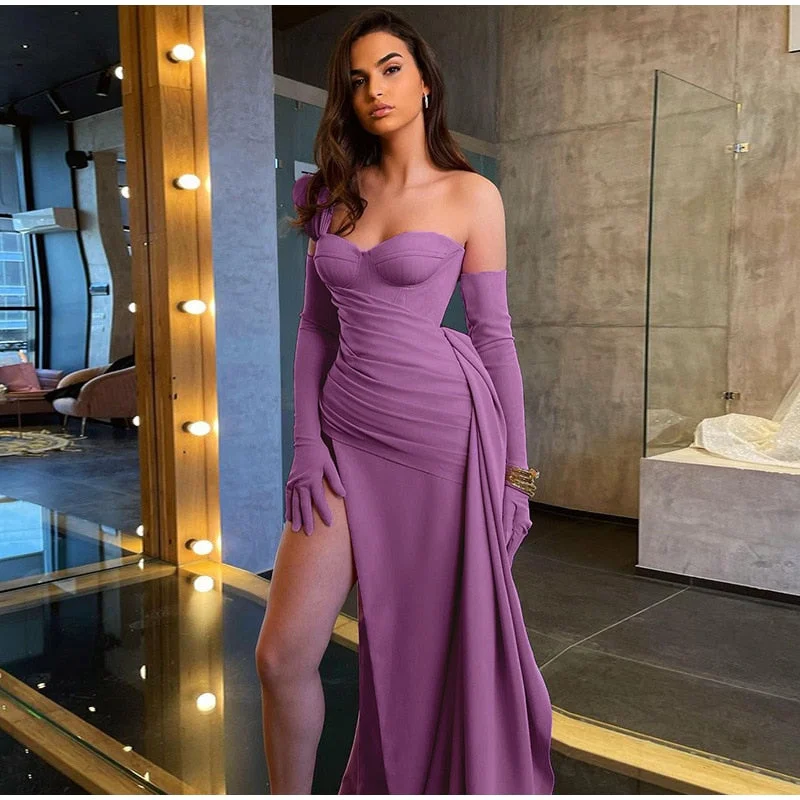 Royal Purple Maxi Dresses for a Regal AppearanceFashionSierra - Solid Satin Asymmetric Slit Long Sleeve Dress Royal Purple Maxi Dresses for a Regal AppearanceFashionSierra - Solid Satin Asymmetric Slit Long Sleeve Dress