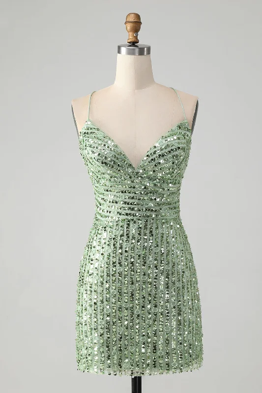 Dresses with Sheer Panels and Beaded Trim and Embroidered Paisley Patterns for Ladies' Sultry and Exotic LookUnique Sparkly Green Tight Sequins Short Homecoming Dress with Lace Up Back Dresses with Sheer Panels and Beaded Trim and Embroidered Paisley Patterns for Ladies' Sultry and Exotic LookUnique Sparkly Green Tight Sequins Short Homecoming Dress with Lace Up Back