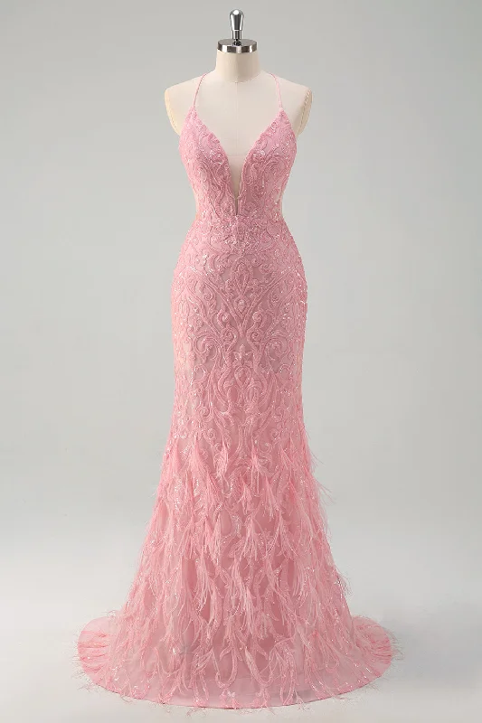 Dresses with Sequined Star Motifs and Sheer Sleeve for Ladies' Celestial and Flirty LookSparkly Pink Mermaid Spaghetti Straps Sequin Long Prom Dress with Feathers Dresses with Sequined Star Motifs and Sheer Sleeve for Ladies' Celestial and Flirty LookSparkly Pink Mermaid Spaghetti Straps Sequin Long Prom Dress with Feathers
