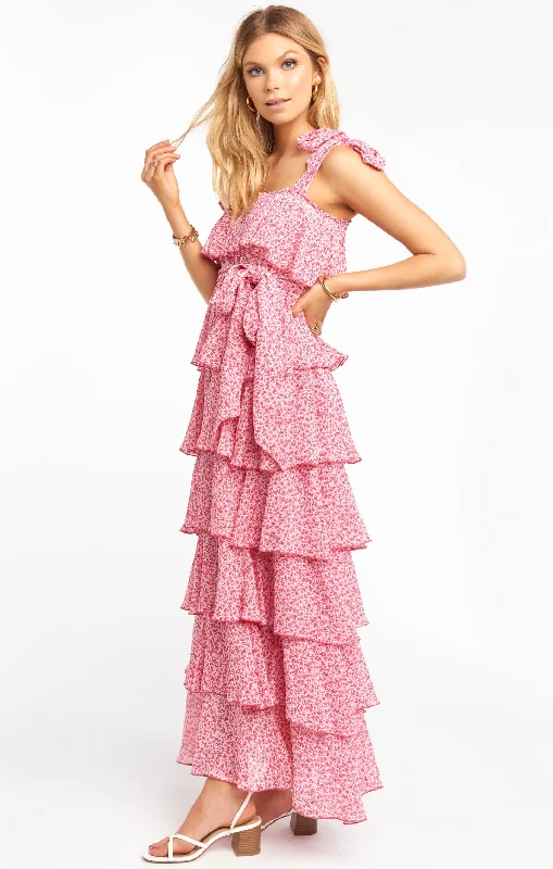 Maxi Dresses with Rhinestone Embellishments for a Glitzy LookThe Best Dress ~ Pink Mini Floral Maxi Dresses with Rhinestone Embellishments for a Glitzy LookThe Best Dress ~ Pink Mini Floral
