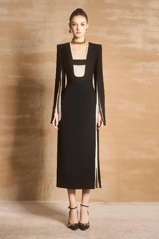 Midi dress for a barbecue with friends and familyAbsidee Slit Square Shoulder Polyester Midi Dress Midi dress for a barbecue with friends and familyAbsidee Slit Square Shoulder Polyester Midi Dress