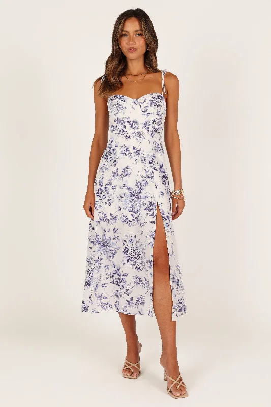 Tube Party Dresses with Sequined Belt for Ladies' Simple and Chic StyleAzelia Dress - Blue Floral Tube Party Dresses with Sequined Belt for Ladies' Simple and Chic StyleAzelia Dress - Blue Floral