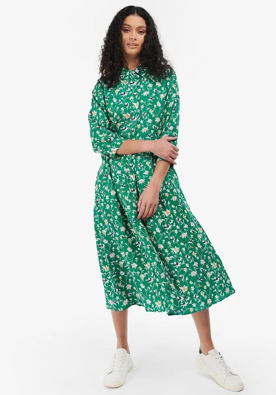 Split - hem midi dress for added mobility and a trendy styleBarbour Womens Rosoman Midi Dress, Green