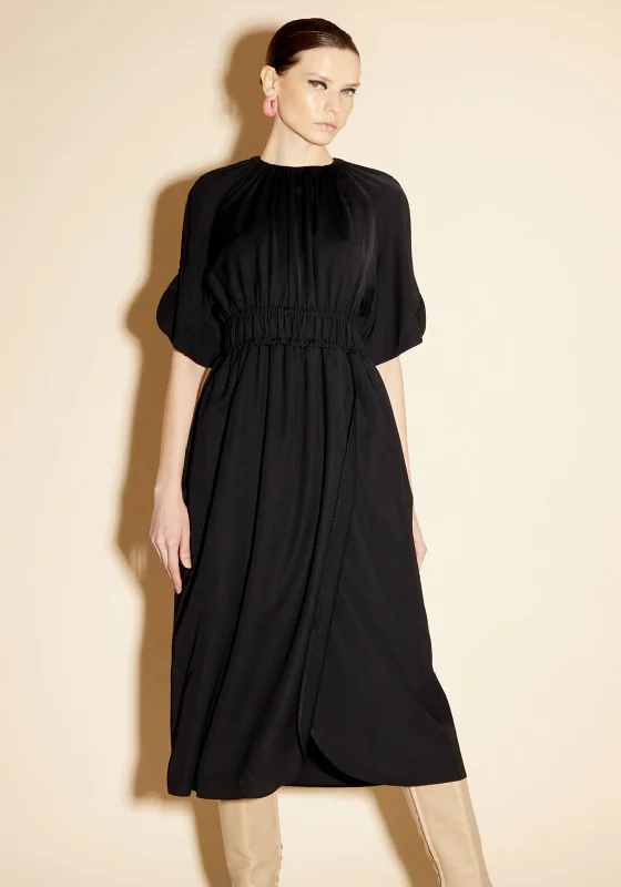 Bell - sleeve midi dress for a bohemian and stylish appearanceBirelin Stretch Waist Midi Dress, Black
