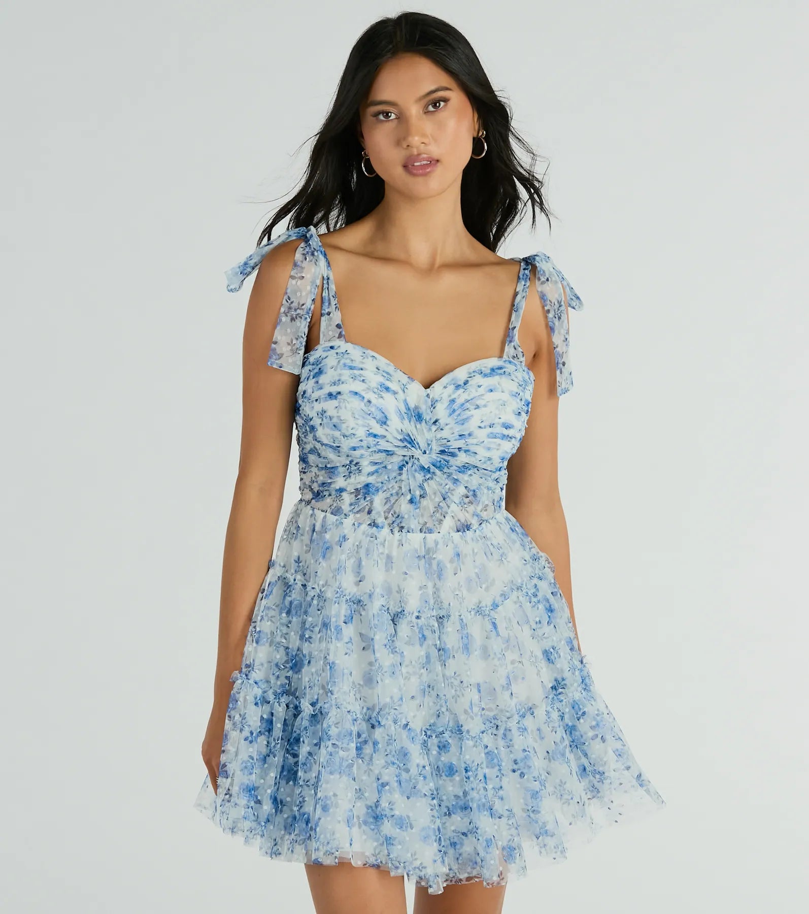 Party Dresses with High Low Sheer Skirt and Embroidered Birds for Ladies' Nature Inspired and Dramatic LookBrynne Formal Floral Mesh Ruffled Skater Dress Party Dresses with High Low Sheer Skirt and Embroidered Birds for Ladies' Nature Inspired and Dramatic LookBrynne Formal Floral Mesh Ruffled Skater Dress
