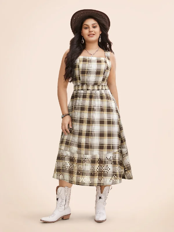 Midi dress for curvy figures with a flattering fitBurntout Hem Waist Defining Midi Dress