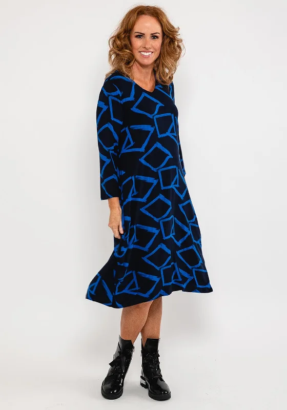 Plus size A - line midi dress with a flattering fitCapri Drop Pocket Midi Dress, Navy & Cobalt Plus size A - line midi dress with a flattering fitCapri Drop Pocket Midi Dress, Navy & Cobalt