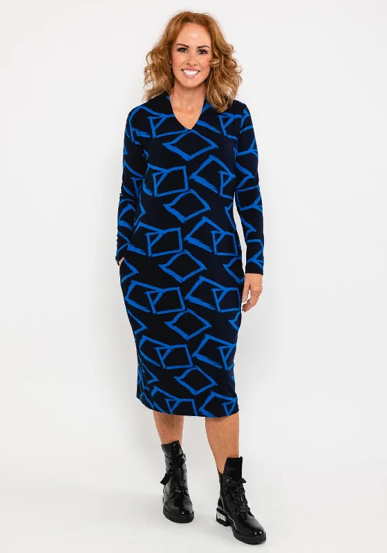 Sleeveless silk midi dress for a sophisticated summer styleCapri Square Outline Midi Dress, Navy & Cobalt Sleeveless silk midi dress for a sophisticated summer styleCapri Square Outline Midi Dress, Navy & Cobalt