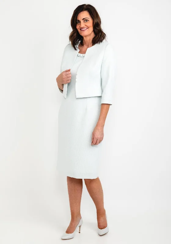 Plaid midi dress for a classic and preppy styleCassandra Circle Jacquard Bolero & Midi Dress, Aqua