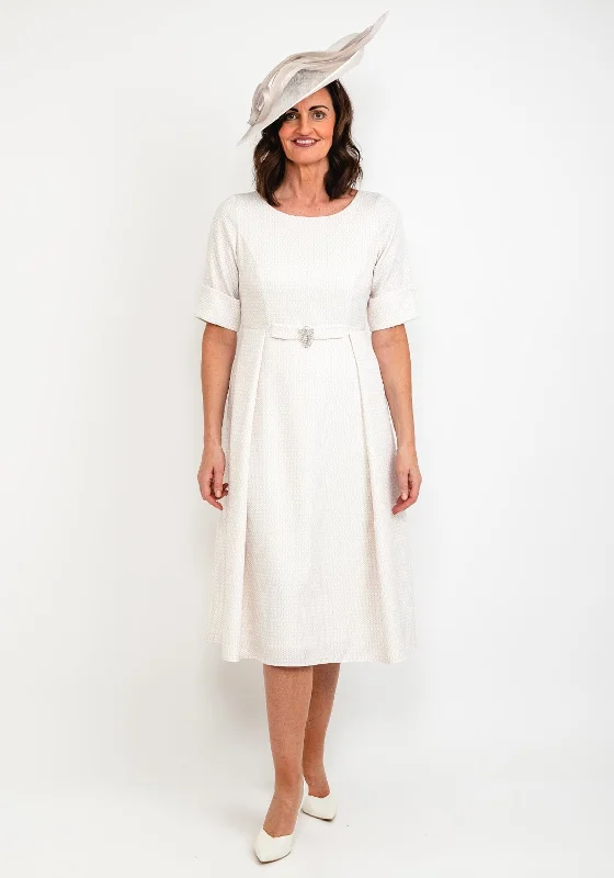 Geometric - pattern midi dress for a modern and stylish appearanceCassandra Circle Print A Line Midi Dress, Gold